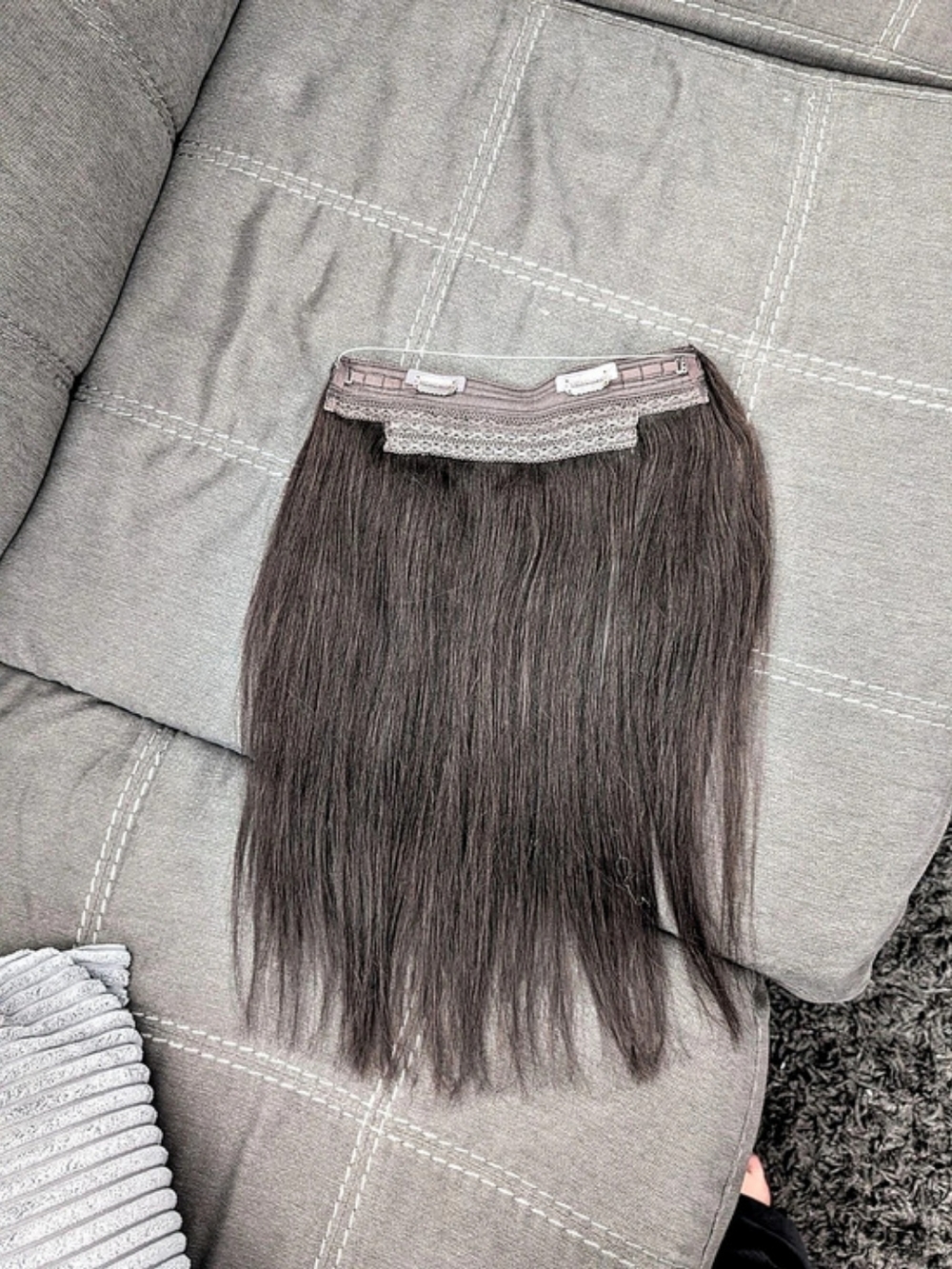 Brown Human Hair Extension Weft Like New HALO